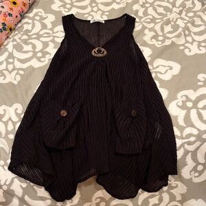 Elegant Black Knit Swim Coverup